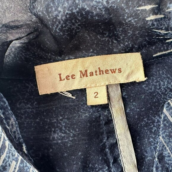 Lee Mathews Silk Oversized Check Blue Gray Sheer Button Jacket Womens 4-6 - Picture 9 of 10